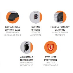 Θερμαντικό σώμα convector 2000W 220-240V 50/60Hz με προστασία από υπερθέρμανση για χώρους έως 20m²