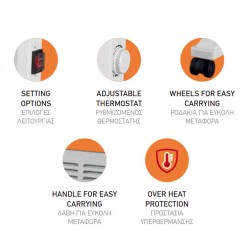 Θερμαντικό πάνελ 2000W 220-240V 50/60Hz με ενδεικτική λυχνία λειτουργίας και προστασία υπερθέρμανσης