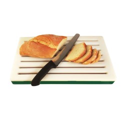 Σχάρα κοπής ψωμιού διαστάσεων 45Χ28cm με δισκό συλλογής για τα ψίχουλα σε πράσινο χρώμα από πολυαιθυλένιο