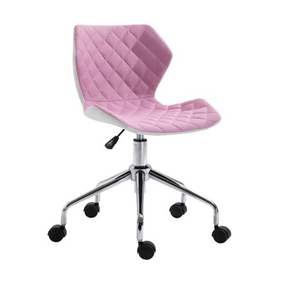 Καρέκλα γραφείου με ρυθμιζόμενο ύψος και υφασμάτινη επένδυση σε ροζ χρώμα