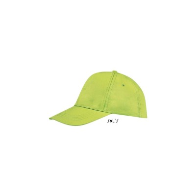 Πεντάφυλλο καπέλο σε χρώμα πράσινου μήλου με κυρτό γείσο 4 ραφές σταθερό μέτωπο και ρυθμιζόμενο κλείσιμο με αυτοκόλλητο One Size
