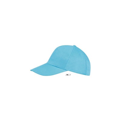 Πεντάφυλλο καπέλο σε τιρκουάζ χρώμα με κυρτό γείσο 4 ραφές σταθερό μέτωπο και ρυθμιζόμενο κλείσιμο με αυτοκόλλητο One Size