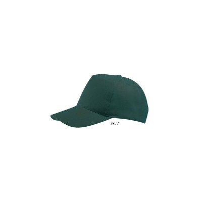 Καπέλο με κυρτό γείσο 4 ραφές πεντάφυλλο σταθερό μέτωπο και ρυθμιζόμενο κλείσιμο με αυτοκόλλητο σε πράσινο σκούρο One Size