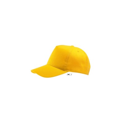 Καπέλο με κυρτό γείσο 4 ραφές πεντάφυλλο σταθερό μέτωπο και ρυθμιζόμενο κλείσιμο με αυτοκόλλητο σε χρυσό χρώμα One Size