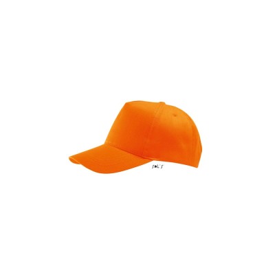 Καπέλο με κυρτό γείσο 4 ραφές πεντάφυλλο σταθερό μέτωπο και ρυθμιζόμενο κλείσιμο με αυτοκόλλητο σε πορτοκαλί χρώμα One Size