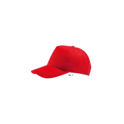 Καπέλο με κυρτό γείσο 4 ραφές πεντάφυλλο σταθερό μέτωπο και ρυθμιζόμενο κλείσιμο με αυτοκόλλητο σε κόκκινο χρώμα One Size