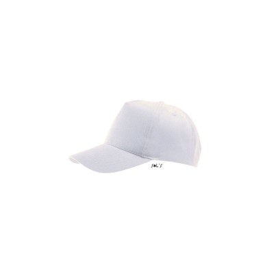 Καπέλο με κυρτό γείσο 4 ραφές πεντάφυλλο σταθερό μέτωπο και ρυθμιζόμενο κλείσιμο με αυτοκόλλητο σε λευκό χρώμα One Size