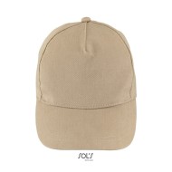 Πεντάφυλλο καπέλο με κυρτό γείσο 4 ραφές σταθερό μέτωπο και ρυθμιζόμενο κλείσιμο με αυτοκόλλητο στο χρώμα της άμμου