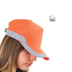 Καπέλο τζόκεϊ πεντάφυλλο με ανακλαστική πλαϊνη λωρίδα και ανακλαστικό κουμπί στο επάνω μέρος χρώματος κίτρινο One Size