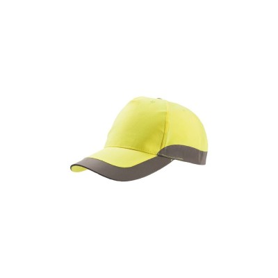 Καπέλο τζόκεϊ πεντάφυλλο με ανακλαστική πλαϊνη λωρίδα και ανακλαστικό κουμπί στο επάνω μέρος χρώματος κίτρινο One Size