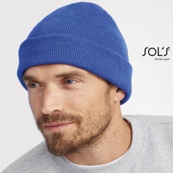 Σκούφος Sol s beanie μονόχρωμος με γύρισμα από 100% ακρυλικό 1x1 ριπ 75g