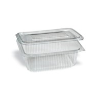 Σκεύος παραλληλόγραμμο PET διάφανο 1000cc με ενσωματωμένο καπάκι συσκευασία 50 τεμαχίων