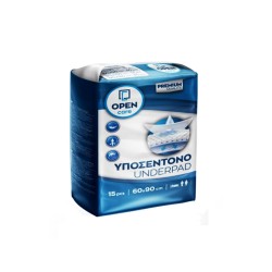 Απορροφητικά υποσέντονα διαστάσεων 60x90cm μπλε σε συσκευασία 15 τεμαχίων Open Care Premium
