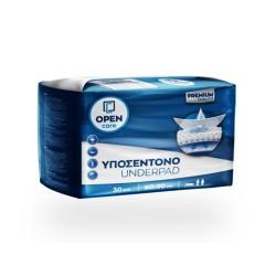 Απορροφητικά υποσέντονα διαστάσεων 60x90cm μπλε σε συσκευασία 30 τεμαχίων Open Care Premium