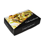 Κουτί για Club Sandwich με επένδυση αλουμινίου διαστάσεων 21x14x5.5hcm με προτυπωμένο σχέδιο Κουτί για Club Sandwich με επένδυση αλουμινίου διαστάσεων 21x14x5.5hcm με προτυπωμένο σχέδιο