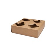 Χάρτινη θήκη μεταφοράς καφέ και ροφημάτων 4 θέσεων σε Kraft χρώμα