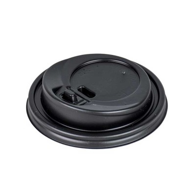 Καπάκι με στόμιο πιπίλα και τάπα για ποτήρια 8-12oz (80mm) σε μαύρο χρώμα σε συσκευασία 100 τεμαχίων