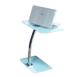 Τραπεζάκι βοηθητικό με επιφάνεια και βάση από γυαλί ασφαλείας σε λευκό χρώμα 48x32x58cm σειρά Storm