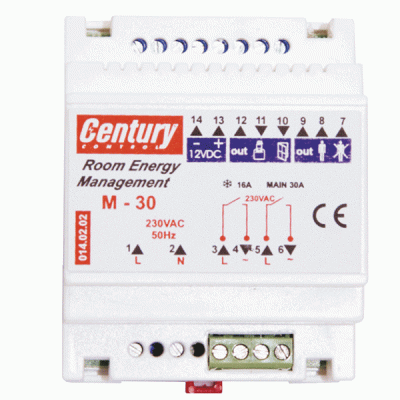 Συσκευή ελέγχου φωτισμού και κλιματισμού με χρονοκαθυστέρηση Μ-30 230VAC 50 Hz συνεργάζεται με καρτοδιακόπτη CENTURY CONTROL