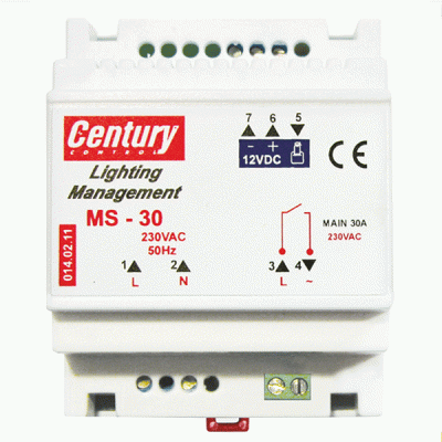 Συσκευή ελέγχου φωτισμού MS-30 230VAC 50Hz 30Α με χρονοκαθυστέρηση 40sec για δωμάτια ξενοδοχείων CENTURY CONTROL