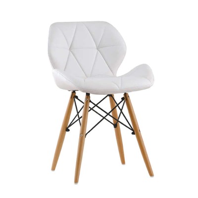 Καρέκλα με κάθισμα επενδυμένο από κρεμ PU και σκελετό από μέταλλο και ξύλο σειρά Margo