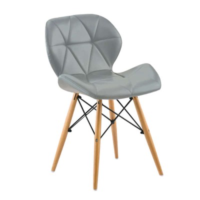 Καρέκλα με ξύλινο σκελετό και μέταλλο και κάθισμα επενδυμένο από grey PU σειρά Margo