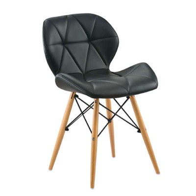 Καρέκλα με κάθισμα επενδυμένο από μαύρο PU και σκελετό από μέταλλο και ξύλο σειρά Margo
