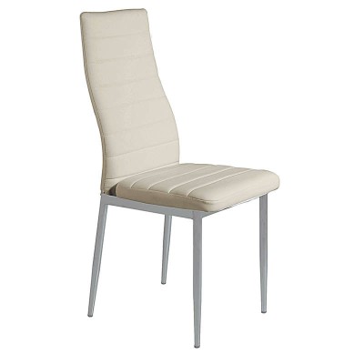 Καρέκλα με επένδυση από κρεμ PU και ανατομικό σχεδιασμό πλάτης με διακοσμητικά γαζιά σειρά Aliana