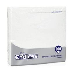 Χαρτοπετσέτες Δίφυλλες Λευκές Πολυτελείας 38x38 Πακέτο 100 φύλλων ENDLESS