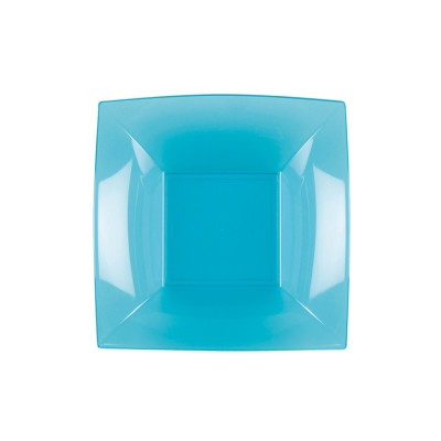 Πιάτο τετράγωνο σούπας πολυτελείας από πλαστικό PS 18x18cm σε τιρκουάζ χρώμα της GOLDPLAST