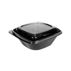 Σκεύος PET τετράγωνο μαύρο χωρητικότητας 750cc σε συσκευασία 50 τεμαχίων