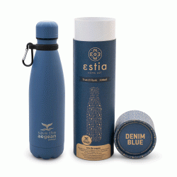 Θερμός μπουκάλι Save The Aegean ανοξείδωτος χωρητικότητας 500ml σε μπλε χρώμα Estia