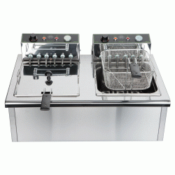 Διπλή επαγγελματική φριτέζα ανοξείδωτη με ψηφιακό θερμόμετρο 13Lt + 13Lt ελληνικής κατασκευής 6300W M&M PROFESSIONAL