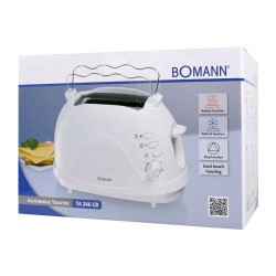Φρυγανιέρα λευκή αυτόματη ιδανική για οικιακή χρήση με 3 πλήκτρα επιλογής λειτουργίας TA 246 CB BOMANN