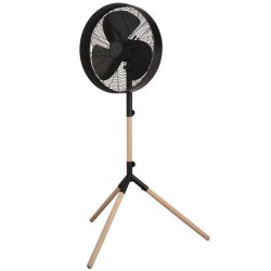 Ανεμιστήρας με τρίποδα 3 φτερωτές και 3 ταχύτητες Φ40cm ισχύος 50W σε μαύρο χρώμα με ξύλο