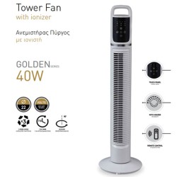 Ανεμιστήρας πύργος λευκό χρώμα με ιονιστή & κοντρόλ ύψους 81cm 40W ιδανικό για χώρους έως 25m²