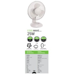 Ανεμιστήρας επιτραπέζιος Φ23cm ισχύος 25W με δυνατότητα περιστροφής 90° σε λευκό χρώμα