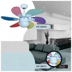 Ανεμιστήρας οροφής πολύχρωμος με 1 φως λευκός Φ90cm 60W 230V με κοντρόλ και 3 ταχύτητες