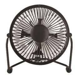 Ανεμιστήρας επιτραπέζιος μεταλλικός mini Φ10cm ισχύος 2.5W 5VDC με USB σε μαύρο χρώμα