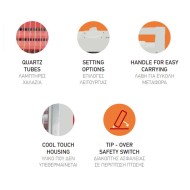 Θερμάστρα χαλαζία λευκή 1600W 220-240V 50/60Hz με λαβές μεταφοράς για χώρους μέχρι 25m²