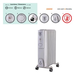 Ηλεκτρικό καλοριφέρ λαδιού 2000W 230V με λυχνίες λειτουργίας & ρυθμιζόμενο θερμοστάτη