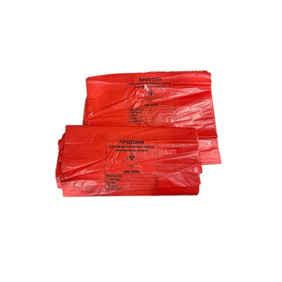 Σακούλες μολυσματικών με σήμανση σε κόκκινο χρώμα χωρητικότητας 60lt διαστάσεων 80x110cm συσκευασία 300τεμ
