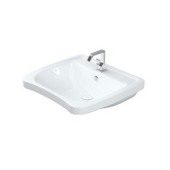 Νιπτήρας πορσελάνης με ειδική καμπύλη κατάλληλη για ΑΜΕΑ επιτοίχιας τοποθέτησης σε λευκό χρώμα