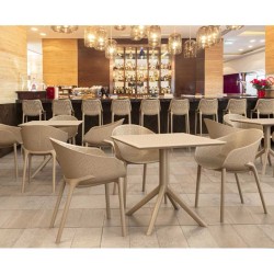 Τραπέζι εξωτερικού χώρου σειρά Sky 70x70x74cm σε χρώμα dove grey από πολυπροπυλένιο