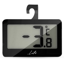 Ψηφιακό θερμόμετρο εσωτερικού χώρου μικρού μεγέθους σε μαύρο χρώμα με ασημί περίγγραμμα με εύρος μετρήσιμης θερμοκρασίας -20°C - +60°C LIFE Fridgy
