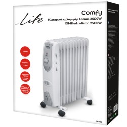 Ηλεκτρικό καλοριφέρ λαδιού LIFE COMFY 2500W με 11 φέτες μεγάλου μεγέθους & προστασία υπερθέρμανσης