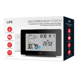 Μετεωρολογικός σταθμός με πλήκτρα αφής στην οθόνη και ασύρματο εξωτερικό αισθητήρα