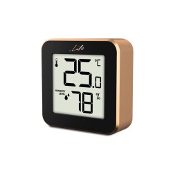 Ψηφιακό θερμόμετρο και υγρόμετρο εσωτερικού χώρου σε rose gold χρώμα με πλαίσιο αλουμινίου