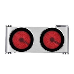 Επιτραπέζια διπλή ηλεκτρική κεραμική εστία 2400W με γυαλί υψηλής ανθεκτικότητας και ενδεικτική λυχνία λειτουργίας