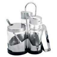 Αλατοπίπερο σετ ΙΝΟΧ 4 θέσεων με χαρτοπετσετοθήκη και δοχείο με κουταλάκι για μουστάρδα Αλατοπίπερο σετ ΙΝΟΧ 4 θέσεων με χαρτοπετσετοθήκη και δοχείο με κουταλάκι για μουστάρδα